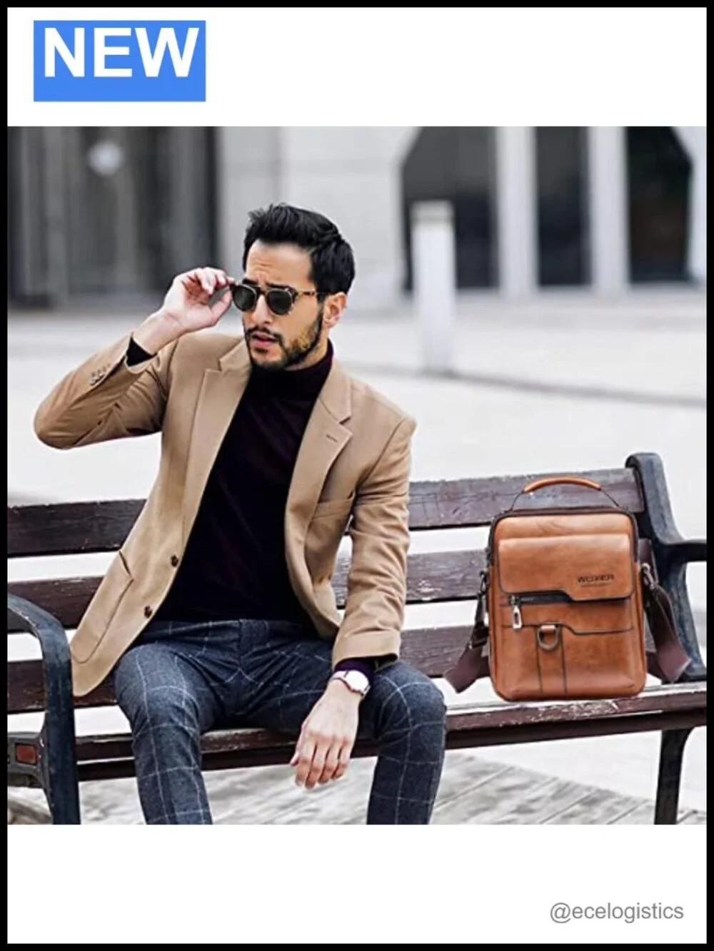 PU Leather Messenger Bag Crossbody Shoulder Bag Vintage Handle 6 Pockets